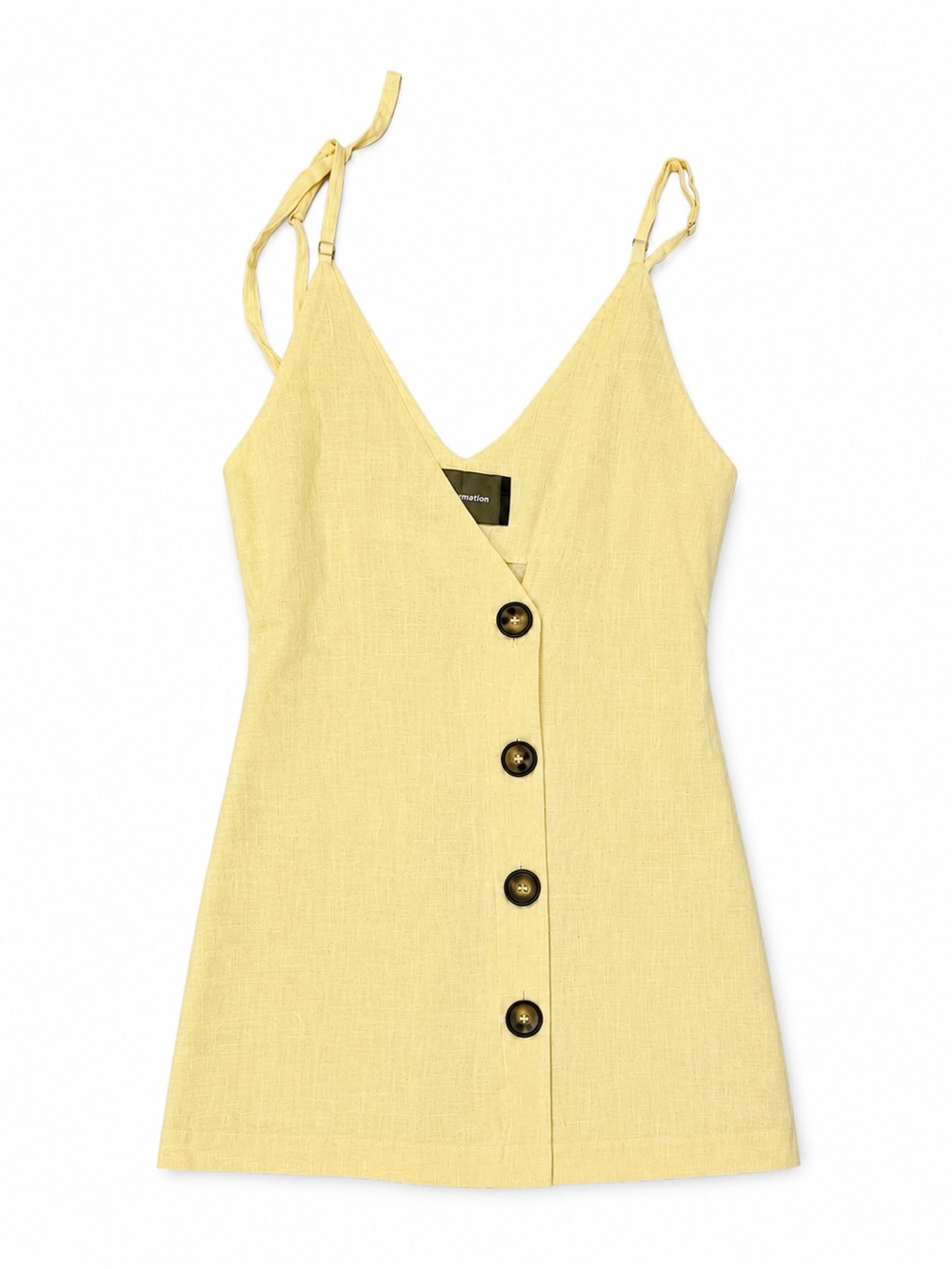 Reformation Yellow Linen Mini Dress with Button Front